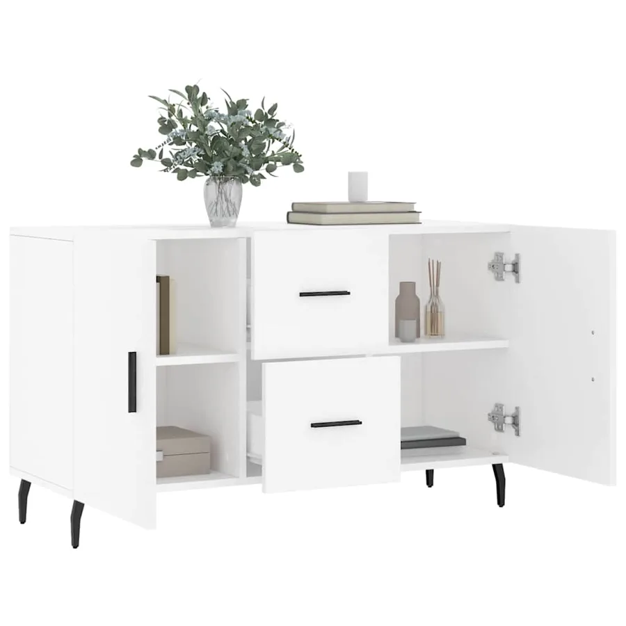 Buffet blanc 100x36x60 cm bois d'ingénierie - 4
