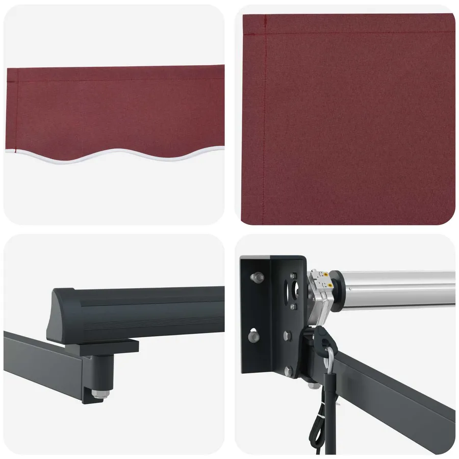 Auvent rétractable Bordeaux 3 x 2 m Polyester et métal - 7