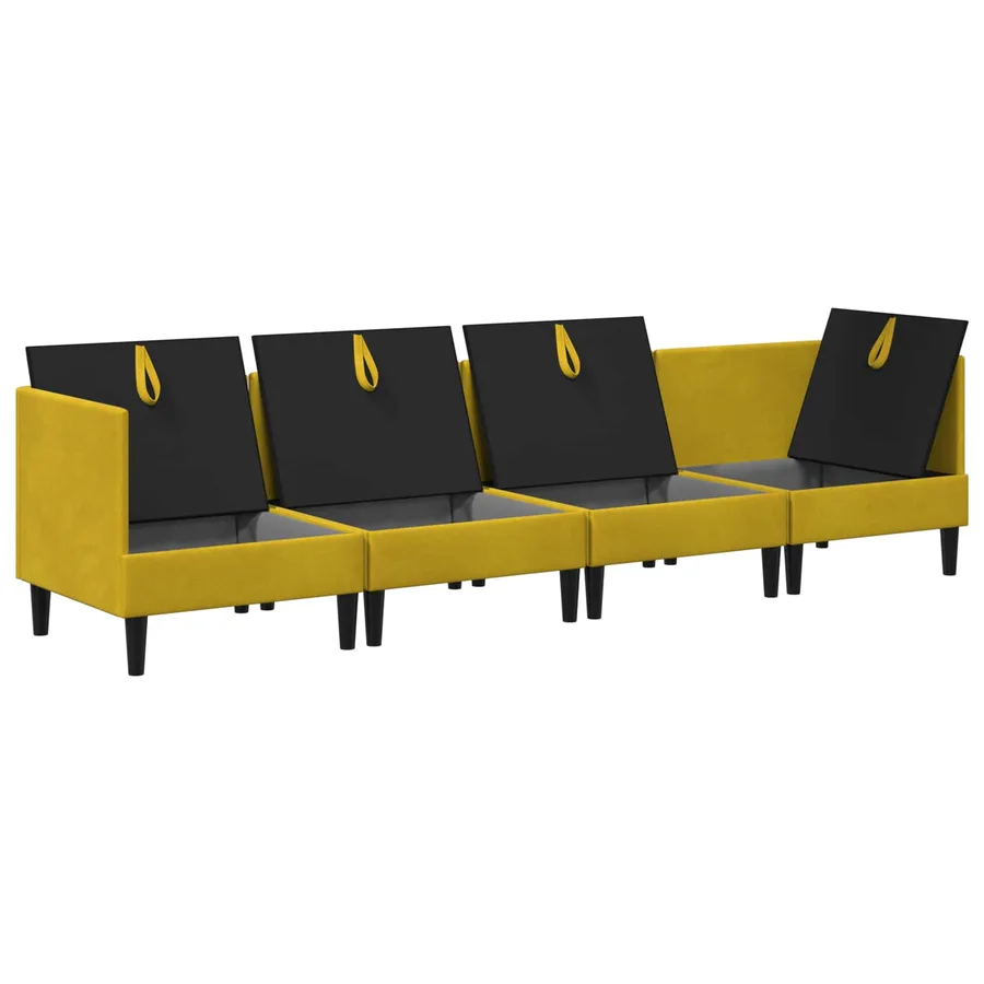 Ensemble de meubles pour le salon 4 pcs Jaune Velours - 6