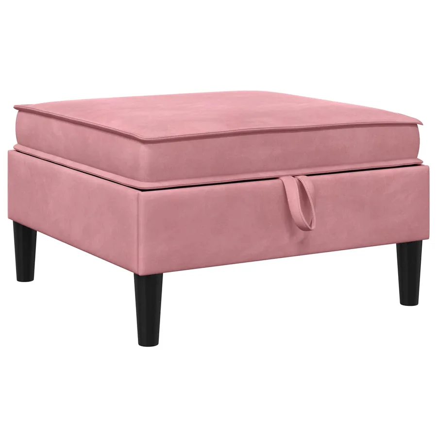 Pouf avec Rangement Rose Velours - 2