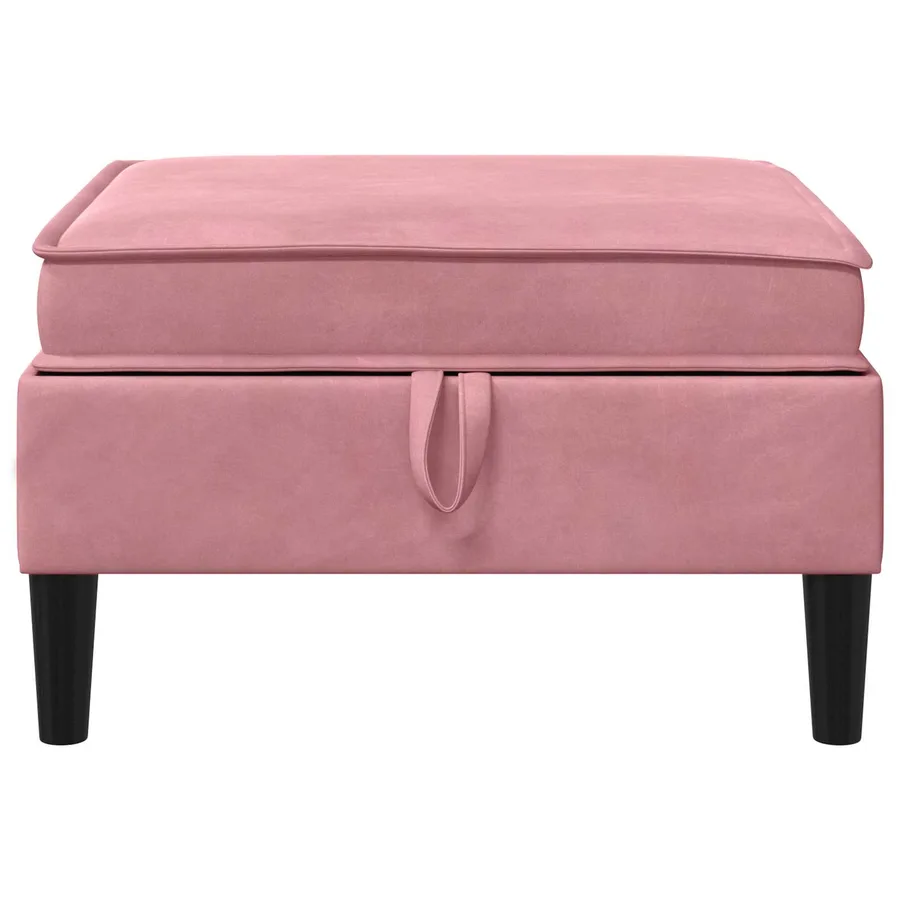 Pouf avec Rangement Rose Velours - 4