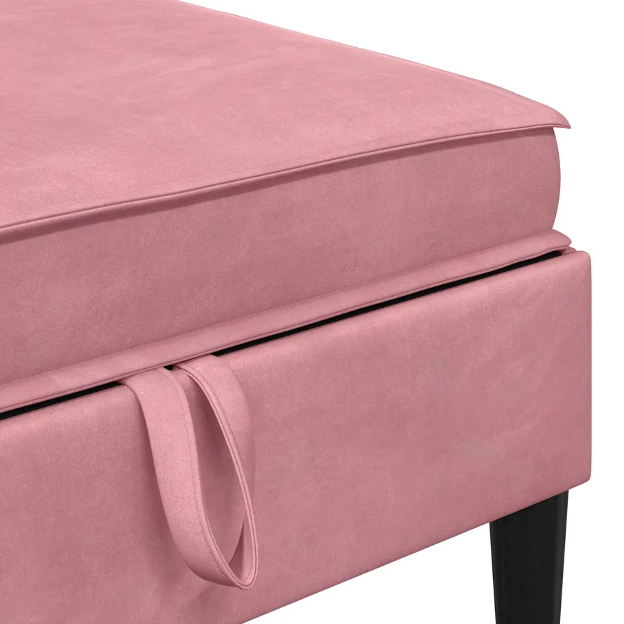 Pouf avec Rangement Rose Velours - 7