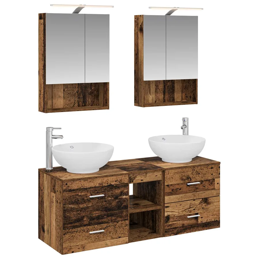 Ensemble de mobilier de salle de bain 5 pcs Bois ancien - 2