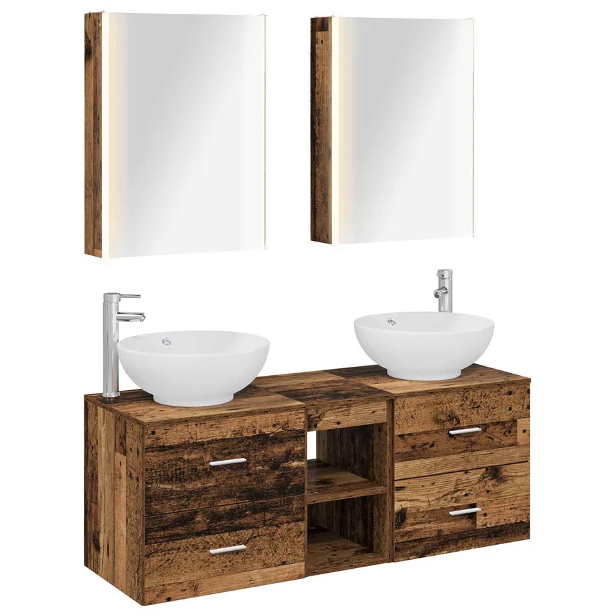 Ensemble de mobilier de salle de bain 5 pcs Bois ancien - 2