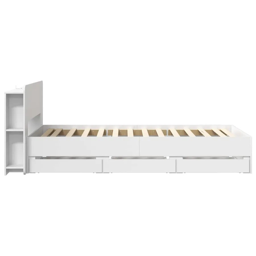 Cadre de lit avec rangement Blanc 90 x 190 cm Bois d'ingénierie - 5