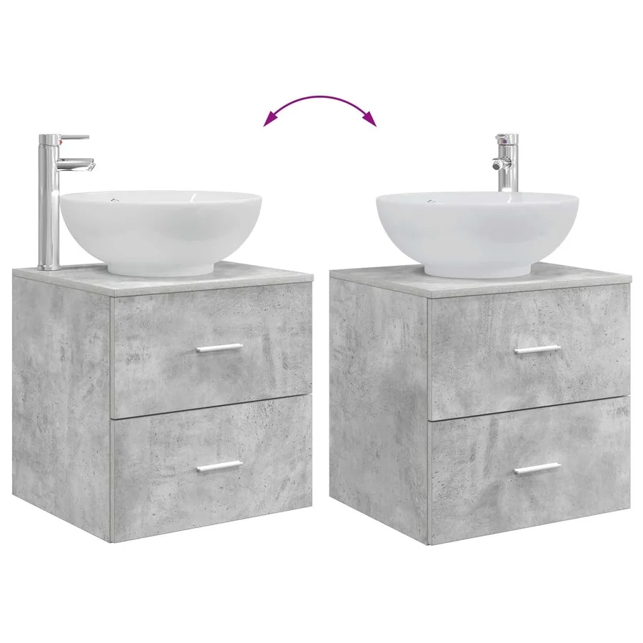 Ensemble de mobilier de salle de bain 4 pcs Gris béton - 13