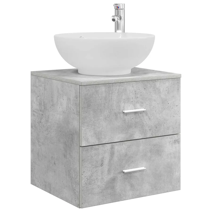Ensemble de mobilier de salle de bain 4 pcs Gris béton - 5