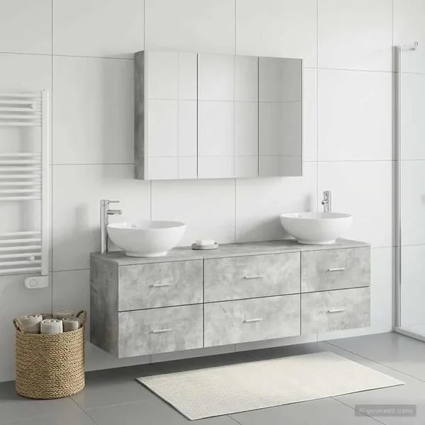 Ensemble de mobilier de salle de bain 4 pcs Gris béton