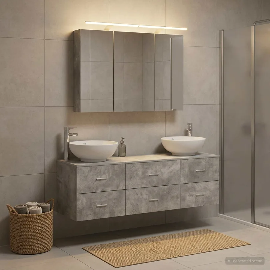 Ensemble de mobilier de salle de bain 4 pcs Gris béton