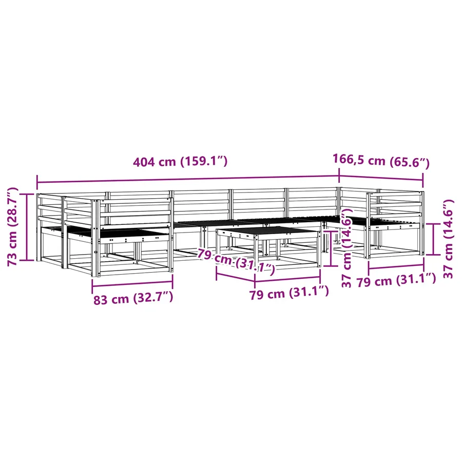 Ensemble de canapés d'extérieur 8 pcs Naturel - 8