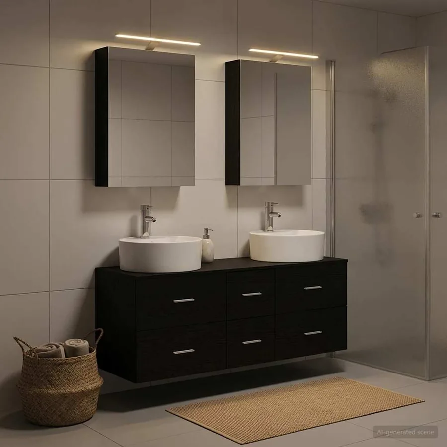 Ensemble de mobilier de salle de bain 5 pcs Chêne noir