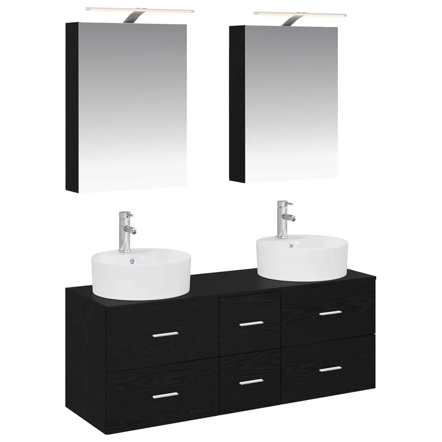 Ensemble de mobilier de salle de bain 5 pcs Chêne noir - 2