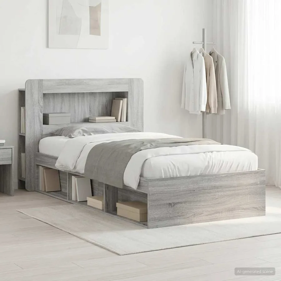 Cadre de lit avec rangement Sonoma gris 100 x 200 cm