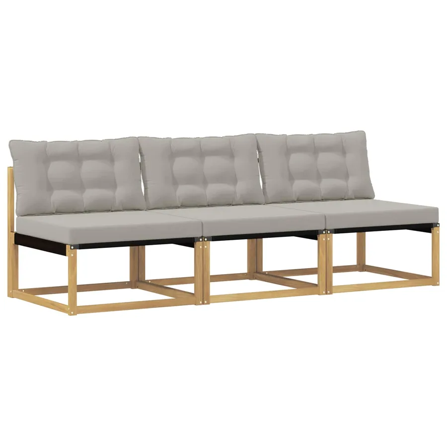 Sofa de milieu extérieur Bois d'acacia massif et Textilène - 2