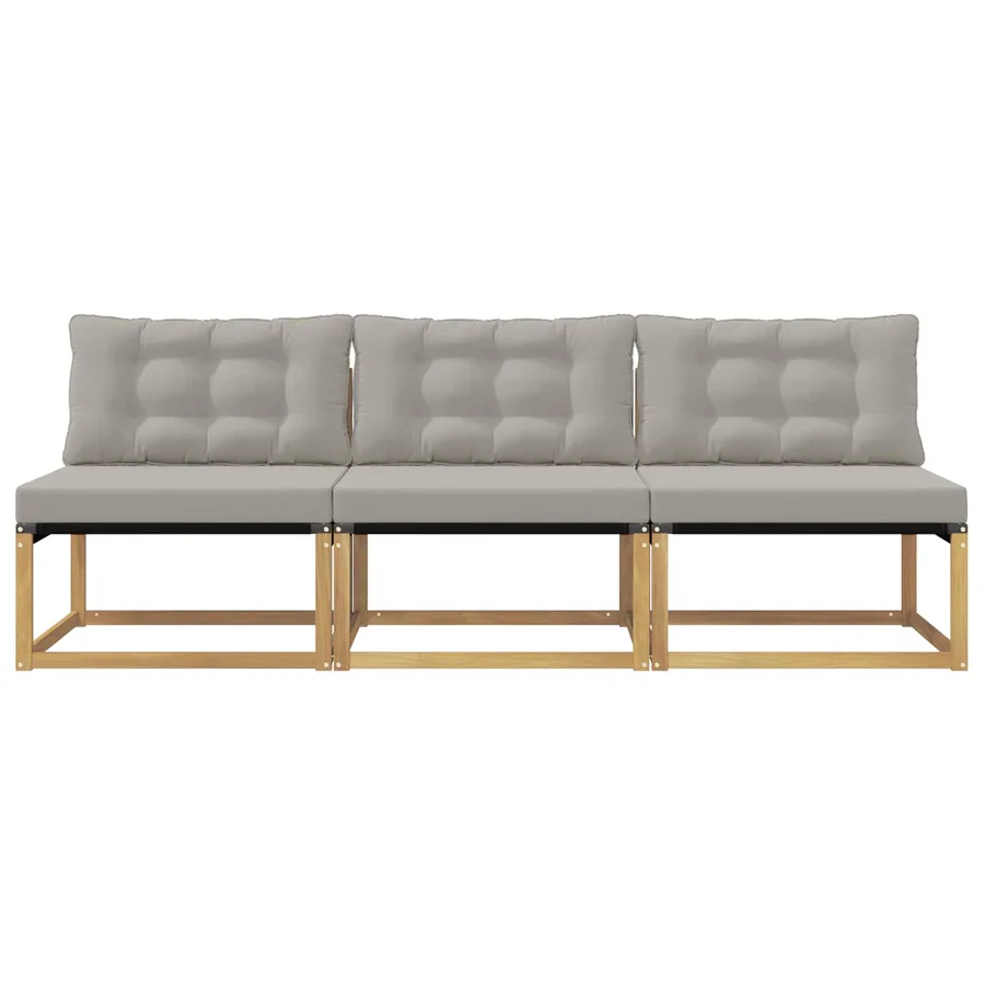 Sofa de milieu extérieur Bois d'acacia massif et Textilène - 4