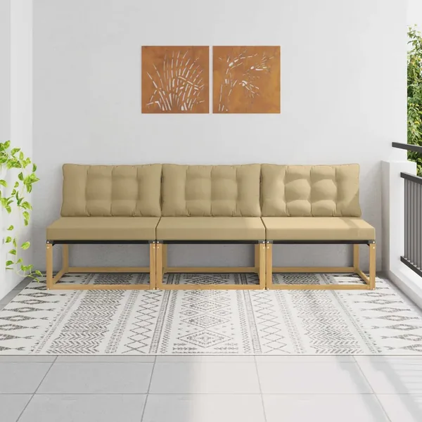 Sofa de milieu extérieur Bois d'acacia massif et Textilène