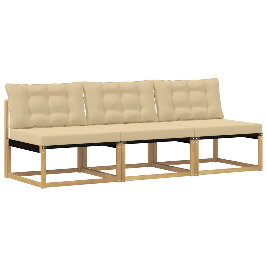 Sofa de milieu extérieur Bois d'acacia massif et Textilène - 2