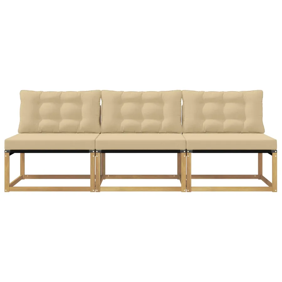 Sofa de milieu extérieur Bois d'acacia massif et Textilène - 4