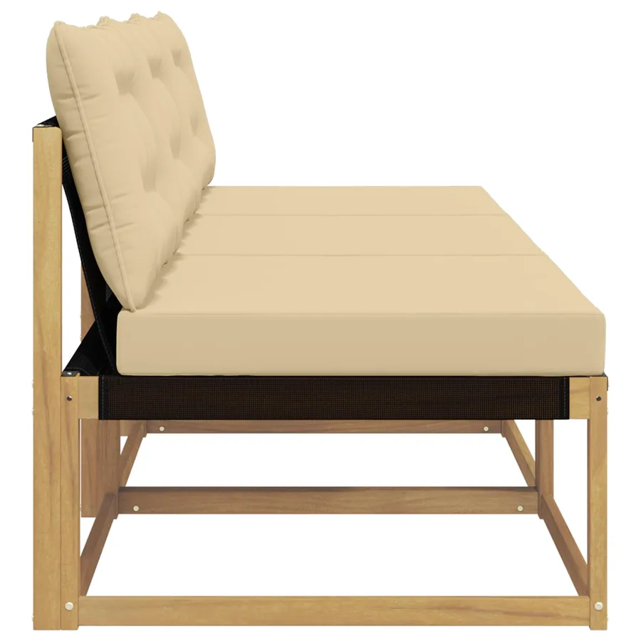 Sofa de milieu extérieur Bois d'acacia massif et Textilène - 5