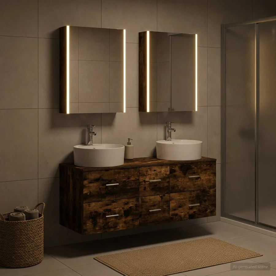 Ensemble de mobilier de salle de bain 5 pcs Chêne fumé - 4