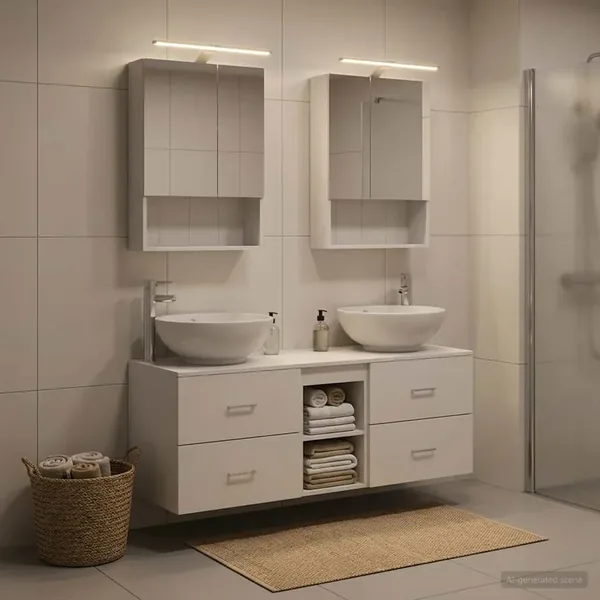 Ensemble de mobilier de salle de bain 5 pcs Blanc