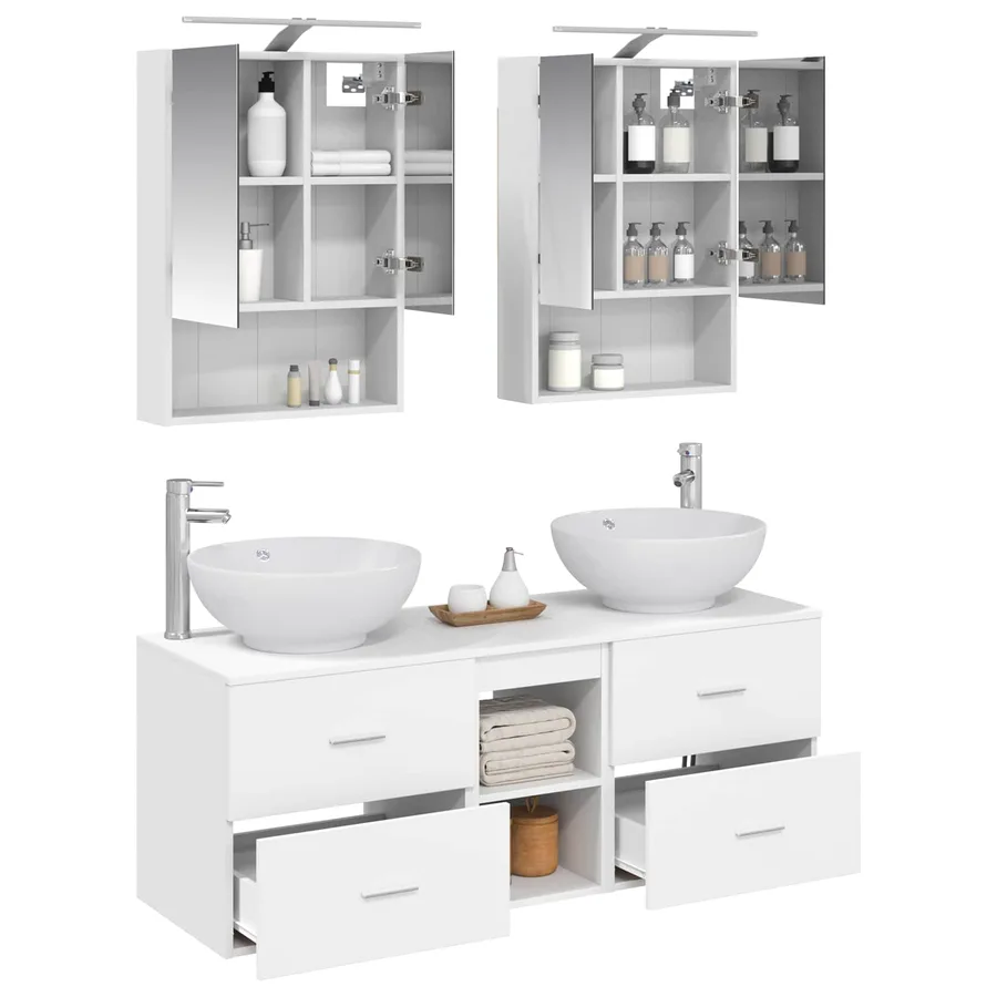 Ensemble de mobilier de salle de bain 5 pcs Blanc - 3