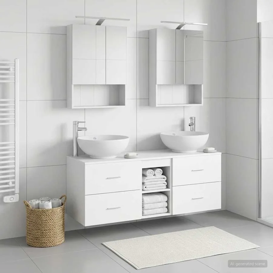 Ensemble de mobilier de salle de bain 5 pcs Blanc - 4