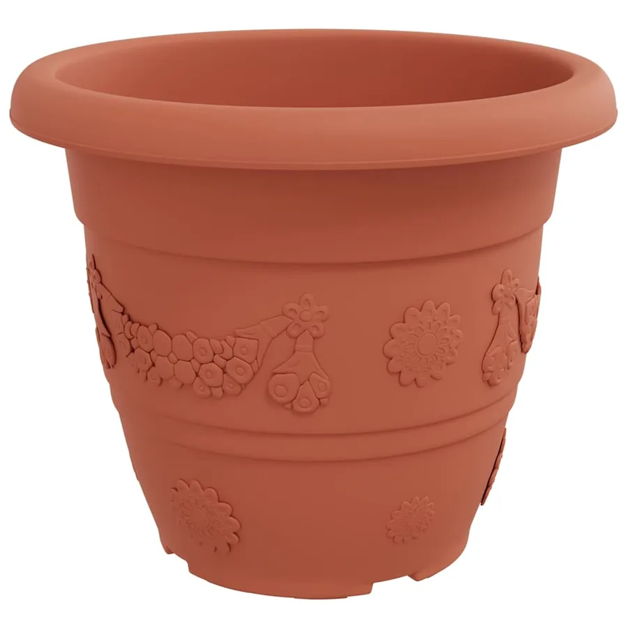 Pot à fleurs rond 6 pcs Rouge brique Ø 39 x 32 cm Plastique - 5