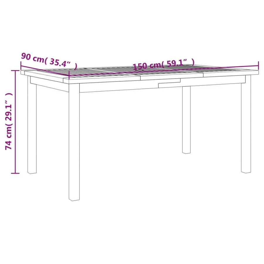 Ensemble à manger de jardin 5 pcs Bois d'acacia solide - 11