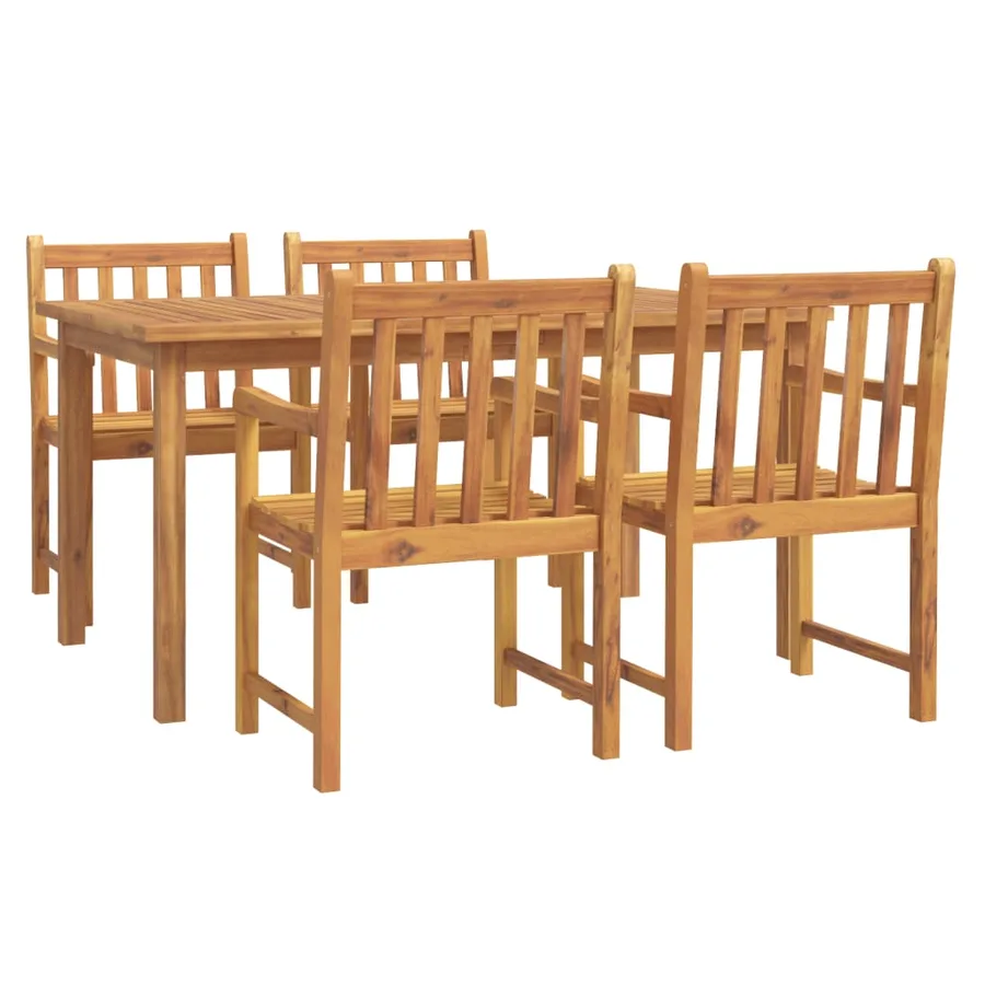 Ensemble à manger de jardin 5 pcs Bois d'acacia solide - 2