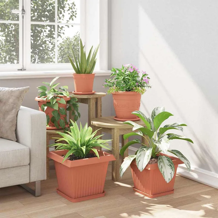 Pot de Fleurs Carré 6 pcs Rouge brique 33 x 33 x 26 cm - 4