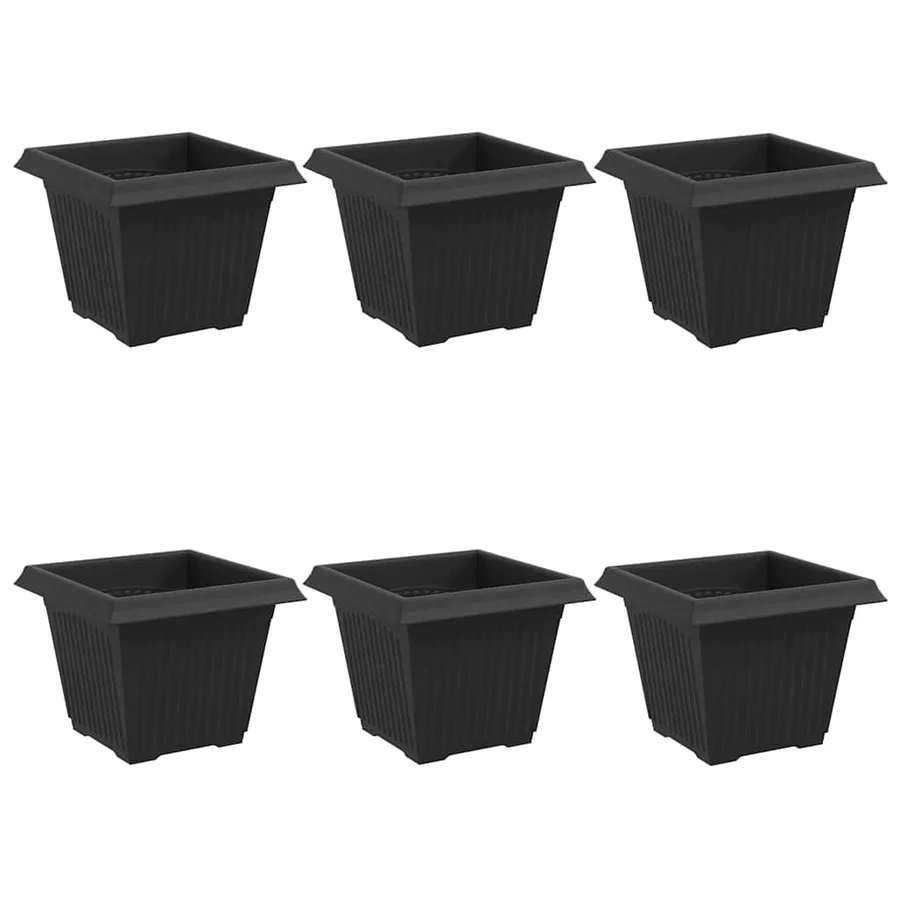 Pot de Fleurs Carré 6 pcs Noir 33 x 33 x 26 cm Plastique - 2