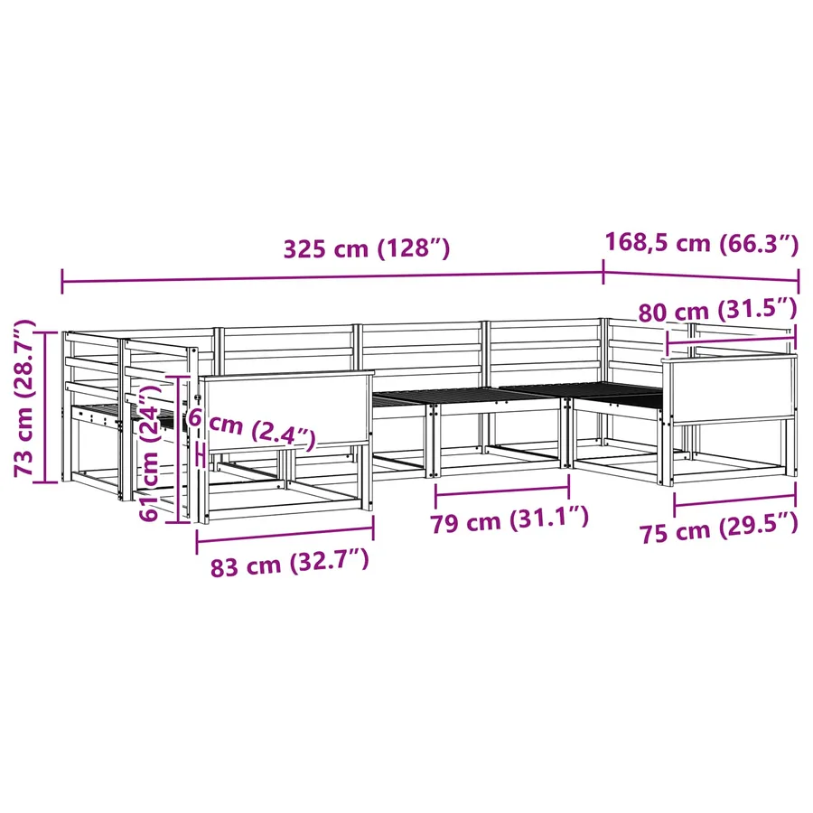 Ensemble de canapés d'extérieur 6 pcs Naturel - 6