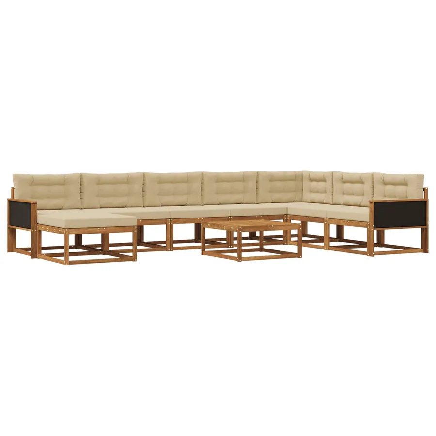 Ensemble de canapés d'extérieur 9 pcs Naturel et Beige - 2