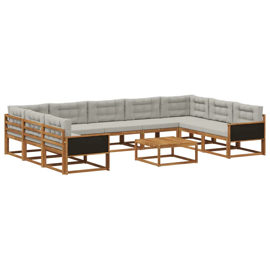 Ensemble de canapés d'extérieur 10 pcs Naturel et gris clair - 2