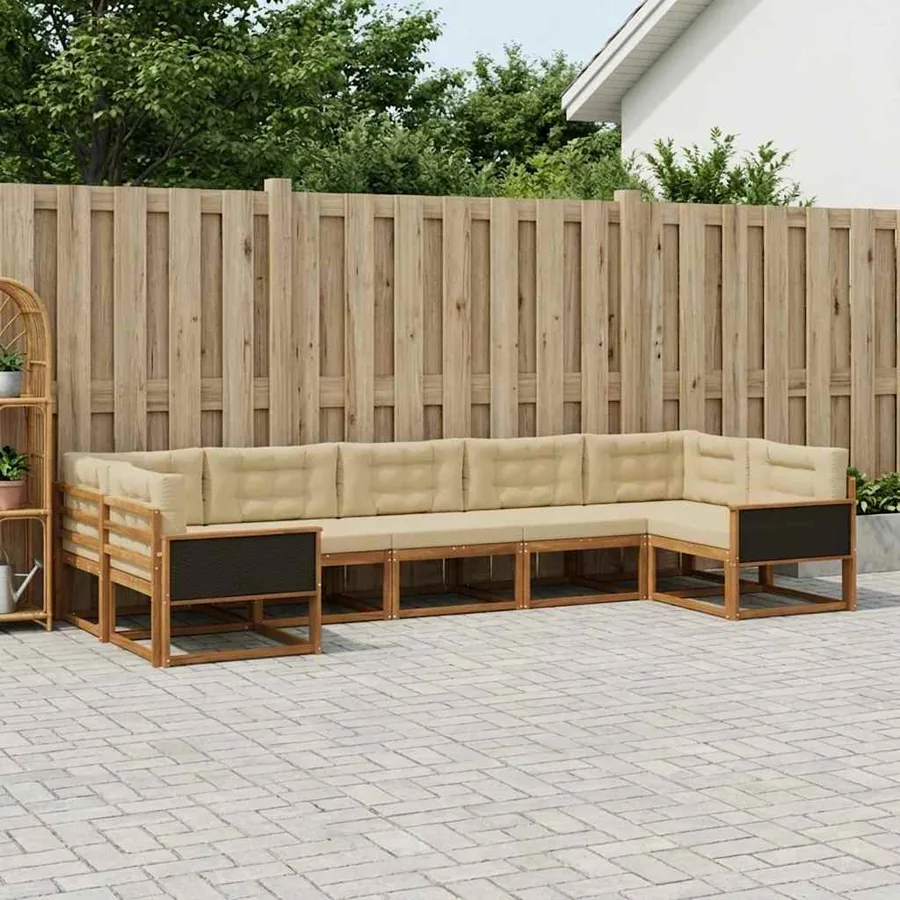 Ensemble de canapés d'extérieur 7 pcs Naturel et Beige