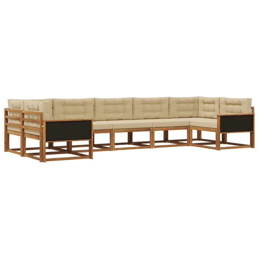 Ensemble de canapés d'extérieur 7 pcs Naturel et Beige - 2