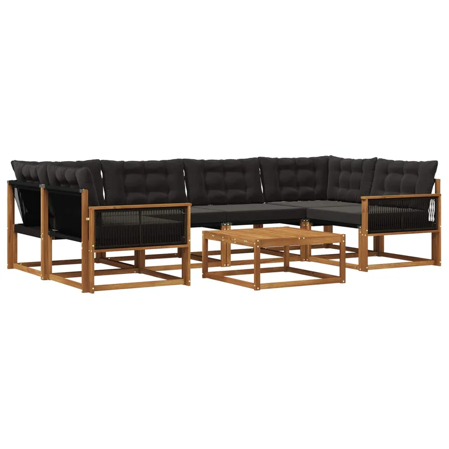 Ensemble de canapés d'extérieur 7 pcs Naturel et noir - 2