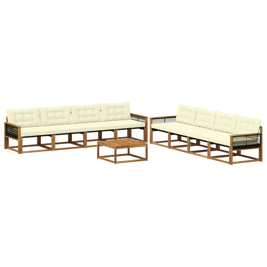 Ensemble de canapés d'extérieur 9 pcs Naturel et Crème - 2