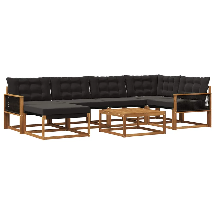 Ensemble de canapés d'extérieur 7 pcs Naturel et noir - 2