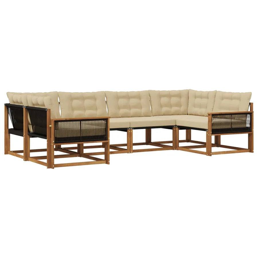 Ensemble de canapés d'extérieur 6 pcs Naturel et Beige - 2