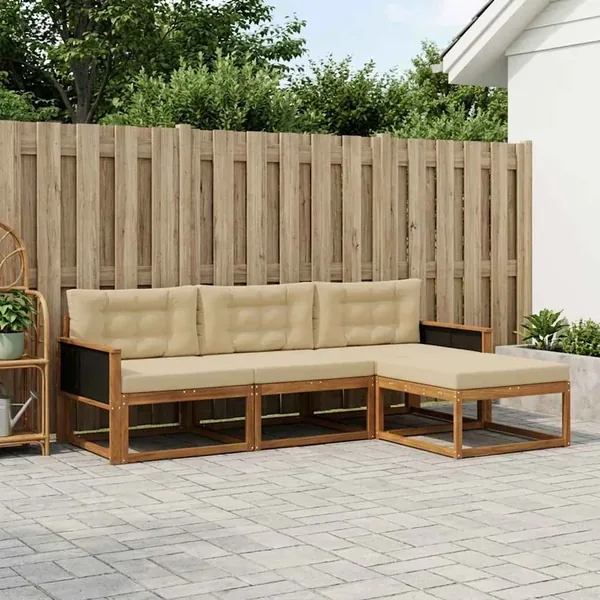 Ensemble de canapés d'extérieur 4 pcs Naturel et Beige