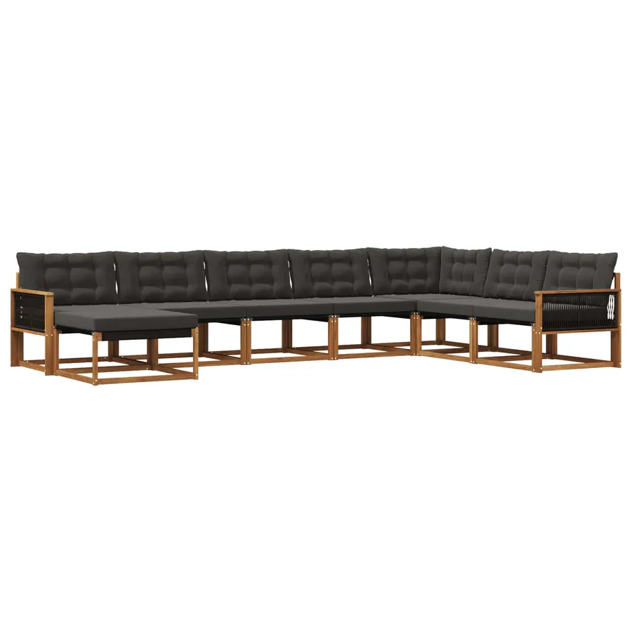 Ensemble de canapés d'extérieur 8 pcs Naturel et noir - 2