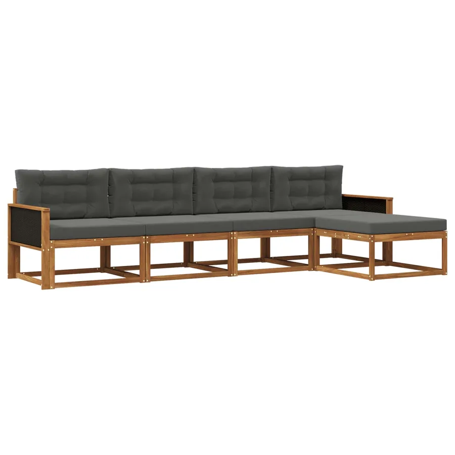 Ensemble de canapés d'extérieur 5 pcs Naturel et Anthracite - 2