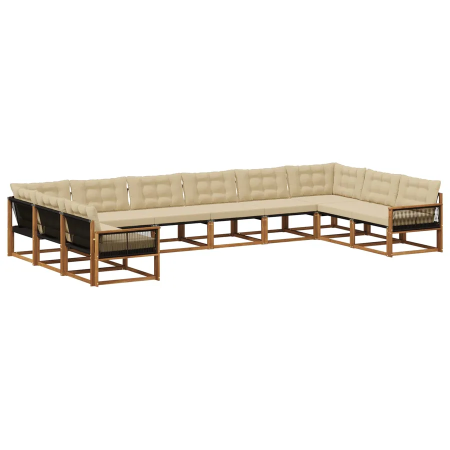 Ensemble de canapés d'extérieur 10 pcs Naturel et Beige - 2