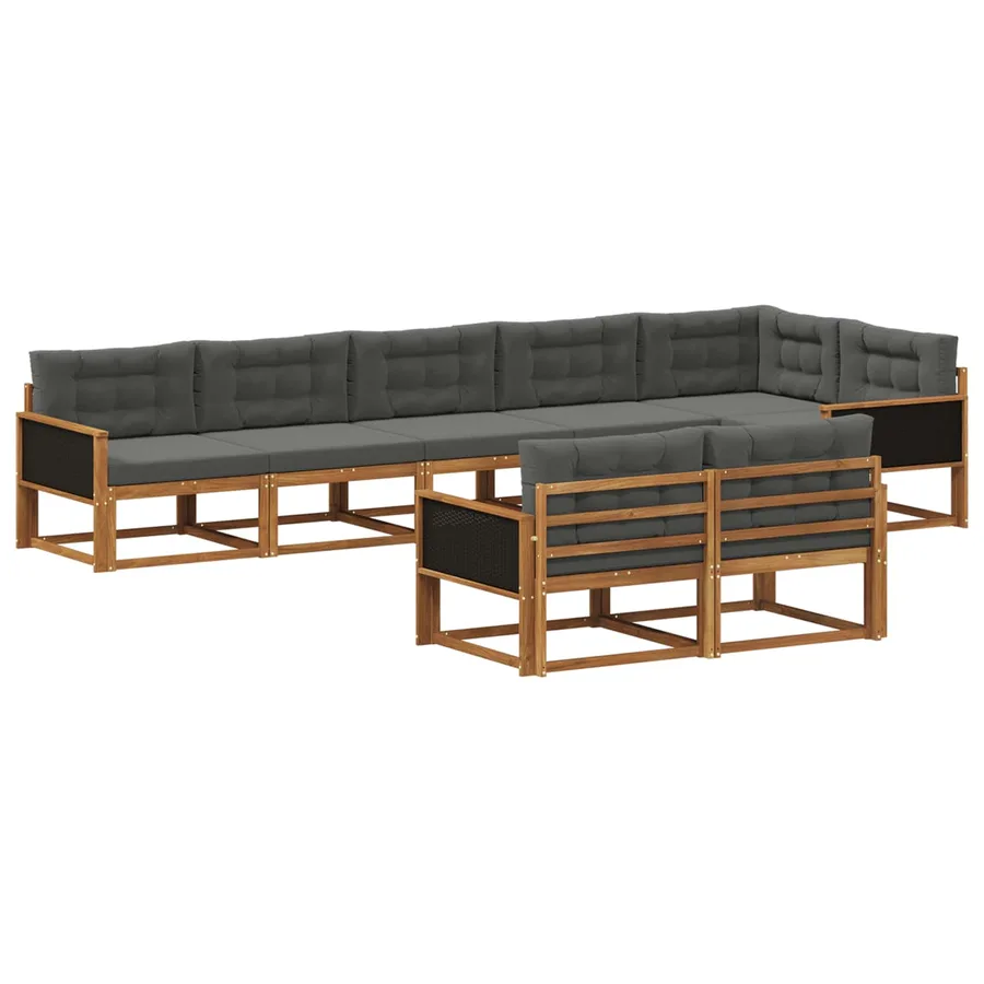 Ensemble de canapés d'extérieur 8 pc Naturel et Anthracite - 2