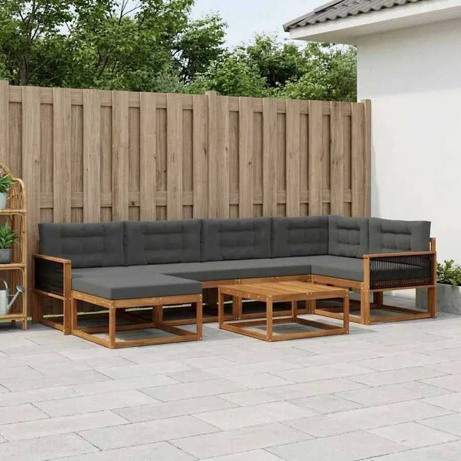 Ensemble de canapés d'extérieur 7 pcs Naturel et Anthracite