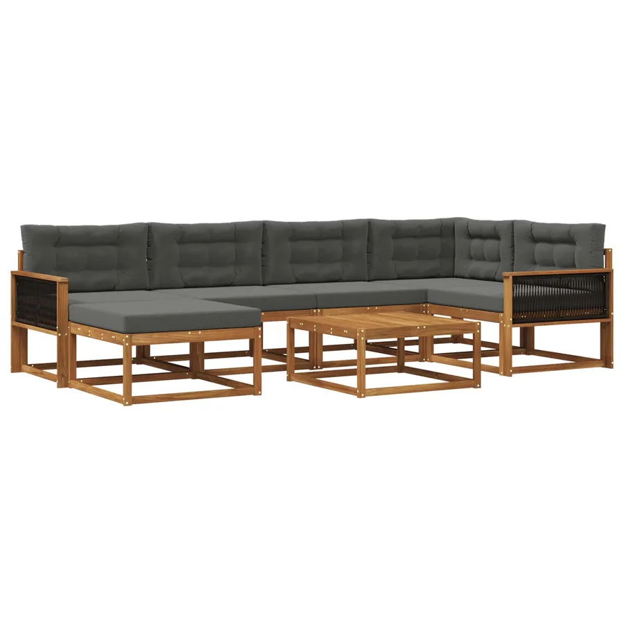 Ensemble de canapés d'extérieur 7 pcs Naturel et Anthracite - 2