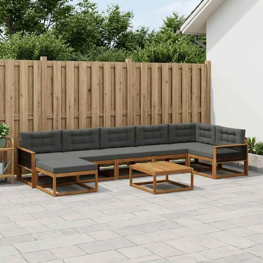 Ensemble de canapés d'extérieur 8 pcs Naturel et Anthracite
