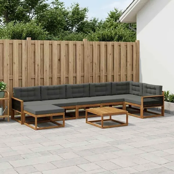 Ensemble de canapés d'extérieur 8 pcs Naturel et Anthracite